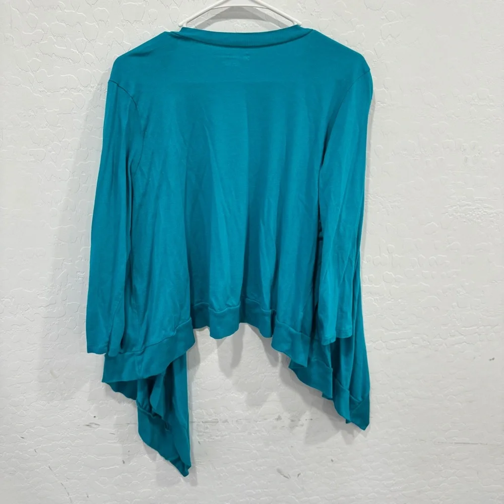 Lane Bryant Blue Open Waterfall Cardigan Womens 14/16 Cotton Blend Layered Fall